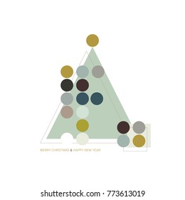 Square Christmas Card, Inspired by Scandinavian Design. Modern and Clean Design with Christmas Tree as a triangle shape. Winter holiday card design. Vector illustration, EPS 10.