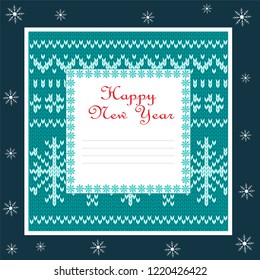 Square christmas card with irish jacquard pattern. Vector
