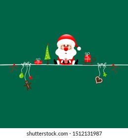 Square Christmas Santa And Icons Dark Green Background