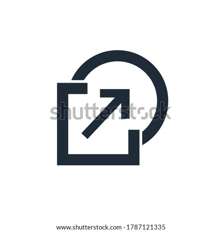 Square, circle and arrow. Transition from square to round. Vector linear icon isolated on white background. Stockfoto © 