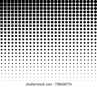 Square to Circle and Big to Small Pattern Fade Black Color Background Vector