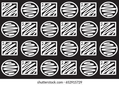 Square and circle black and white modern vector clean simple editable pattern