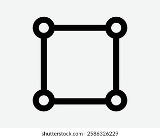 Square Circle Corner Four Points Outline Line Shape Connection Draw Edit Editor Icon Sign Symbol Graphic Illustration Vector