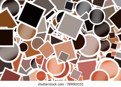Square, circle or ellipse conceptual background with lines for design catalog or texture. Vector artwork.