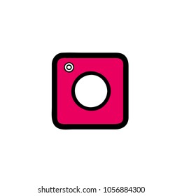 square and circle icon for button, 	
web icon of modern lineart camera. Digital application pictogram