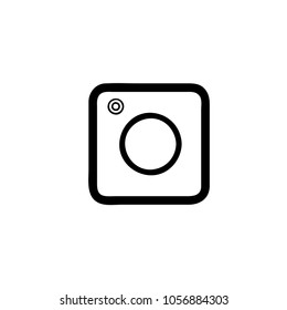 square and circle icon for button, 	
web icon of modern lineart camera. Digital application pictogram