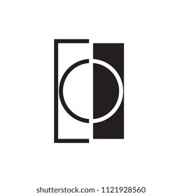 Square with Circle logo line art vector design, square with CD letter logo