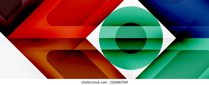 Fondo abstracto mínimo de cuadrado y círculo. Ilustración vectorial para fondo de banners de fondo de fondo de papel de pared