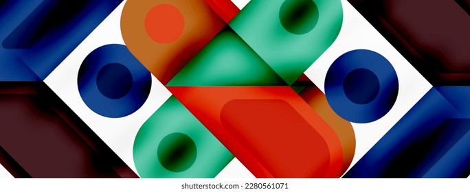 Fondo abstracto mínimo de cuadrado y círculo. Ilustración vectorial para fondo de banners de fondo de fondo de papel de pared