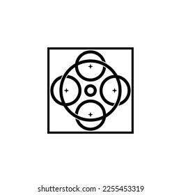 square and circle mono line logo for technology progress logo
