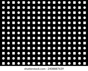 Patrón de motivos cuadrados y circulares, puede utilizarse para decorar, organizar, fondo, fondo de escritorio, cubierta, moda, mosaico, ropa, tela, cubierta o para elemento de diseño gráfico. Ilustración vectorial