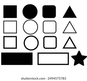 Square Circle Round Rectangle Star Vector icon set