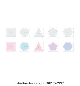 square, circle, triangle, pentagonal, hexagonal shapes. technical drawing geometric shapes