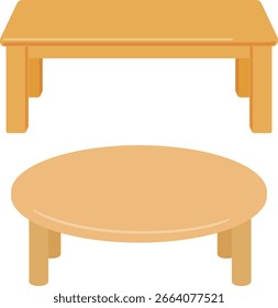 Mesa baja de madera cuadrada y circular
