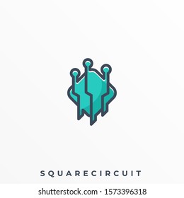 Square Circuit Illustration Vector Template. Suitable for Creative Industry, Multimedia, entertainment, Educations, Shop, and any related business