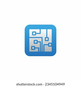 Square circuit technology chip company logo vector image
