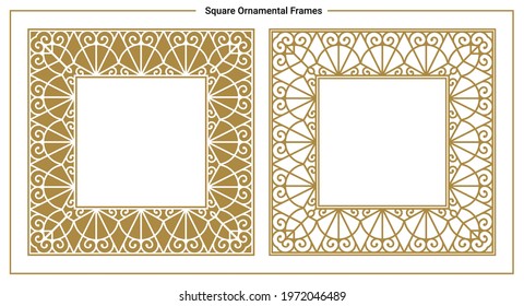 Square classic ornamental frames and circles, in a beautiful, simple, and elegant style based on the metal works of the eiffel tower in France, Paris