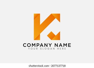 plantilla de logotipo de letra limpia cuadrada k