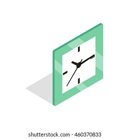 Square clock icon in isometric 3d style isolated on white background