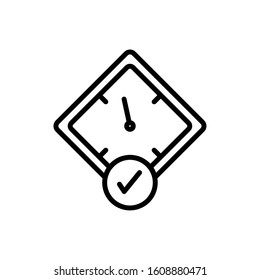 Square clock instrument and check mark design, Time tool watch second deadline measure countdown and object theme Vector illustration