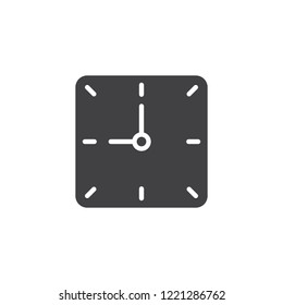 Square clock vector icon. filled flat sign for mobile concept and web design. Wall clock simple solid icon. Symbol, logo illustration. Pixel perfect vector graphics