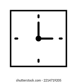 Square Clock, White Transparent Clock Face Square Arrow Icon - Vector Illustration