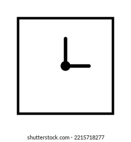 Square Clock, White Transparent Clock Face Square Arrow Icon - Vector Illustration