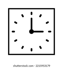 Square Clock, White Transparent Clock Face Square Arrow Icon - Vector Illustration