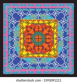 The square cloth design is a plan or specification for the construction of an object or system or for the implementation of designs.These are square designs being used for cloths, ceramics etc