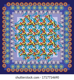 The square cloth design is a plan or specification for the construction of an object or system or for the implementation of designs.These are square designs being used for cloths, ceramics etc