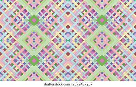 Square cloth pattern arranged in assorted colors and stacked together beautifully. Vector seamless geometric pattern, seamless chevron pattern