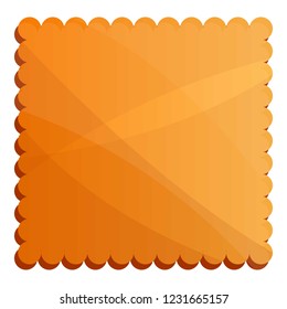 Square coffee biscuit icon. Cartoon of square coffee biscuit vector icon for web design isolated on white background