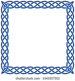 Square color blue celtic frame with a traditional pigtail pattern.