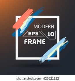 Square with color brush Frame Art. Background Flat Design (for Logos Flyers Covers Posters Banner) Vector illustration.