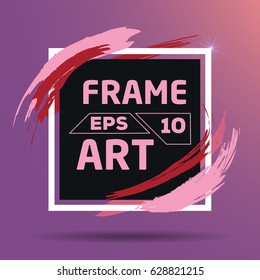 Square with color red and pink brush Frame Art. Background Flat Design (for Logos Flyers Covers Posters Banner) Vector illustration.