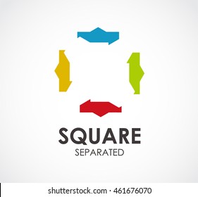 Square of color ribbon abstract vector and logo design or template flat business icon of company identity symbol concept