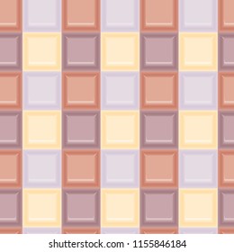 Square colored glass mozaic cream tile seamless vector pattern for wrapping, craft, fabric, wallpaper