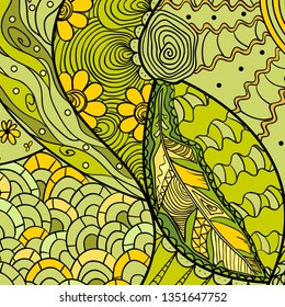 Square colored pattern. Hand drawn mandala. Design for spiritual relaxation for adults. Print for flyers and banners. Doodle for work. Vintage and retro style