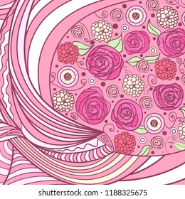 Square colored pattern. Zentangle. Hand drawn mandala on isolated background. Design for spiritual relaxation for adults. Print for flyers and banners. Doodle for work. Vintage and retro style
