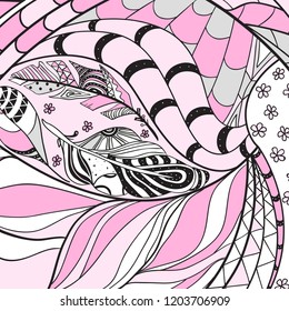Square colored pattern. Zentangle. Hand drawn mandala on isolated background. Design for spiritual relaxation for adults. Print for flyers and banners. Doodle for work. Vintage and retro style