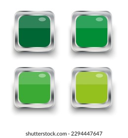 square colored three-dimensional buttons. Volumetric square buttons. Vector illustration.