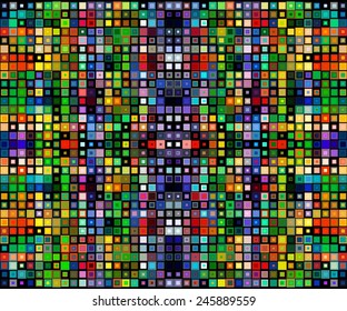 square colorful background template. colored squares on a black background