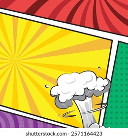 Square colorful comic cartoon frame border template background isolated