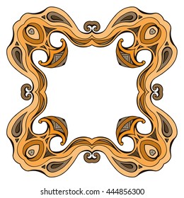 Square colorful doodle frame. Vector design element for cards, scrapbooking, and covers