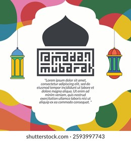 Square Colorful Fluid Shapes Composition Ramadan Greeting