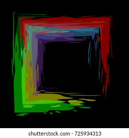 Square colorful frame on black background