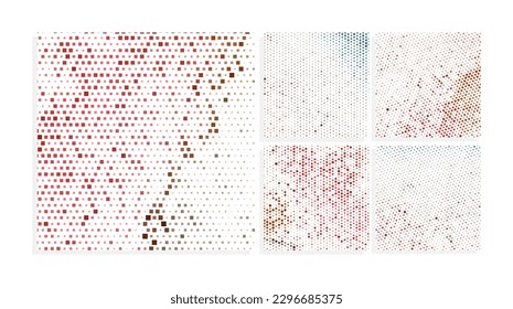 square colorful mosaic pixel vector background set