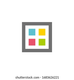 square colorful window simple geometric design vector