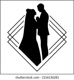 square combination wedding icon on the back of the object