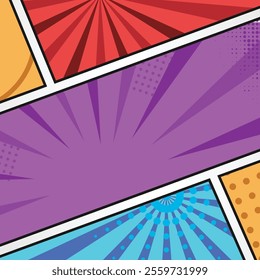 Square comic book pop art style background template vector